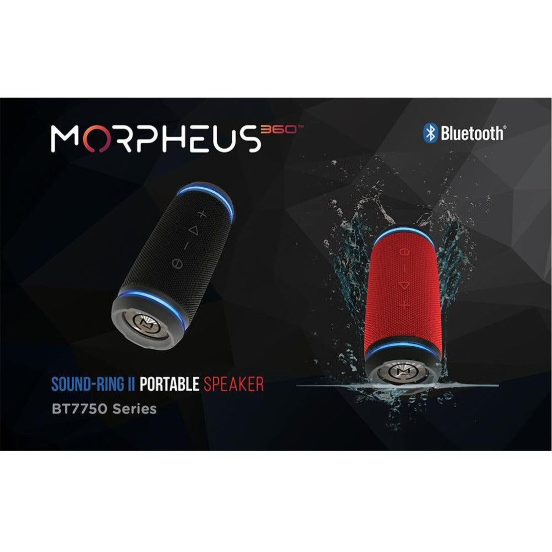 Morpheus 360 Sound Ring II Portable Bluetooth Speakers - Wireless Speaker with Microphone - 25W Loud - 20H Playtime - Durable Outdoor Portable Speaker - BT7750BLK