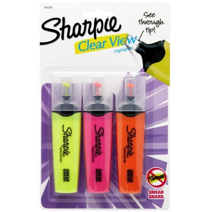 Sharpie Clear View Highlighters Assorted Colors Pack Of 3 Sharpies