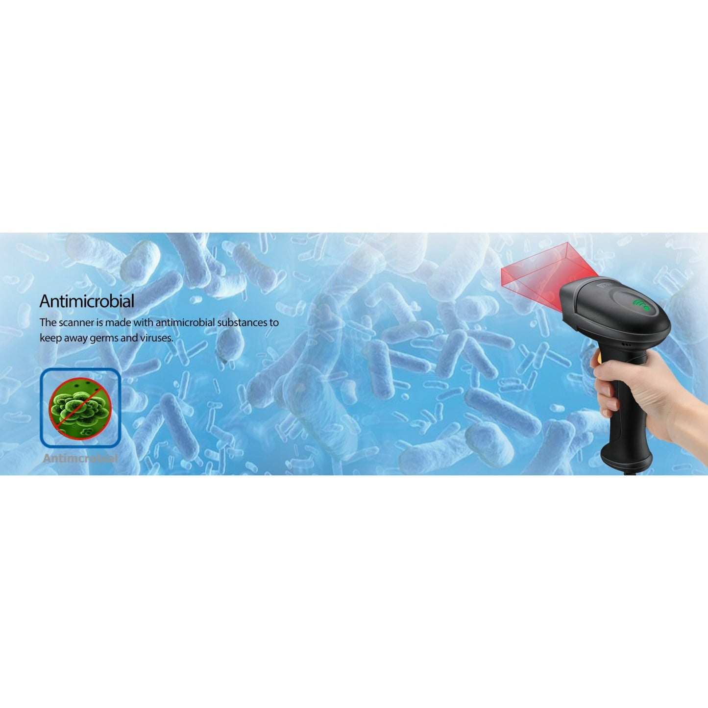 Adesso NuScan 2500TU Spill Resistant Antimicrobial 2D Barcode Scanner