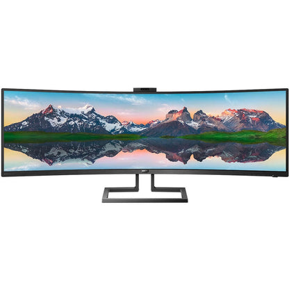 Philips Brilliance 499P9H 48.8" Webcam Dual Quad HD (DQHD) Curved Screen LCD Monitor - 32:9 - Textured Black