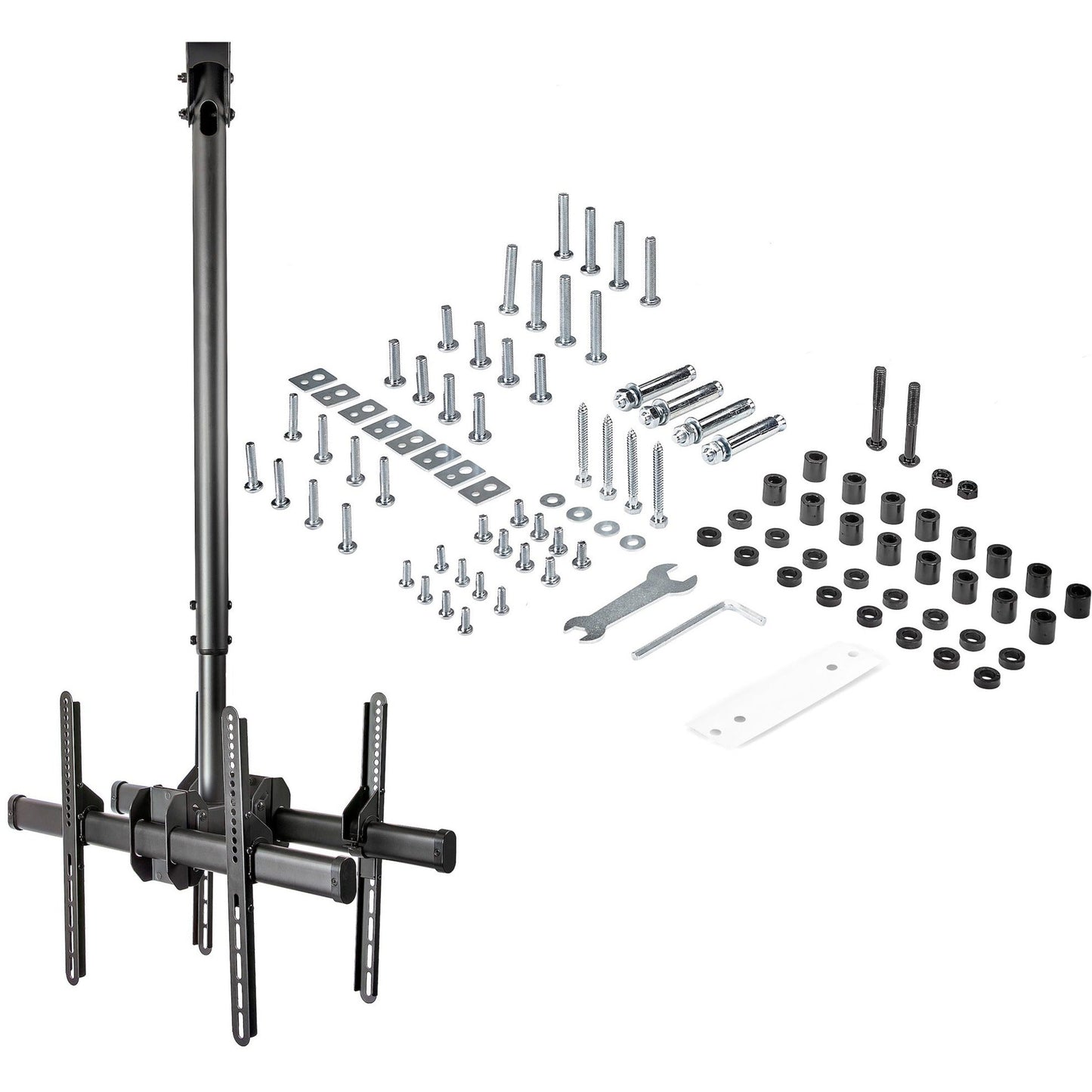 StarTech.com Dual TV Ceiling Mount - Back-to-Back Hanging Dual Screen VESA Pole Mount for 32"-75" TVs - Height Adjustable Telescopic Pole