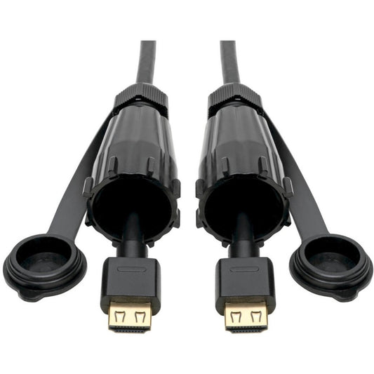 Tripp Lite High-Speed HDMI Cable (M/M) 4K 60 Hz HDR Industrial IP68 Hooded Connectors Black 10 ft.