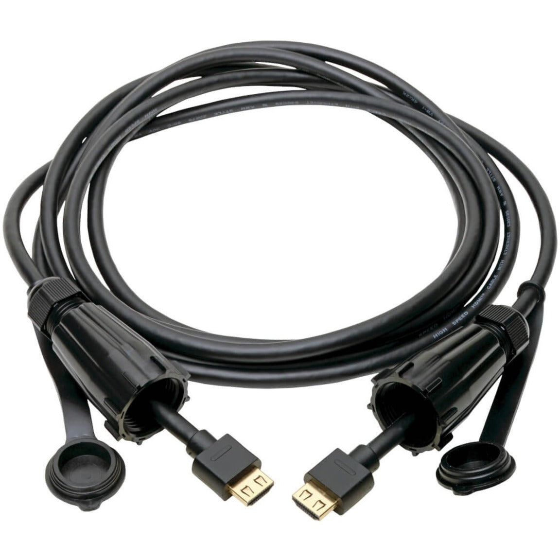 Tripp Lite High-Speed HDMI Cable (M/M) 4K 60 Hz HDR Industrial IP68 Hooded Connectors Black 10 ft.