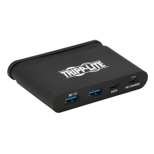 Tripp Lite 4-Port USB-C Hub with Self-Storing Cable and Power Delivery 2x USB-A 2x USB-C 100W PD 3.0 USB 3.0