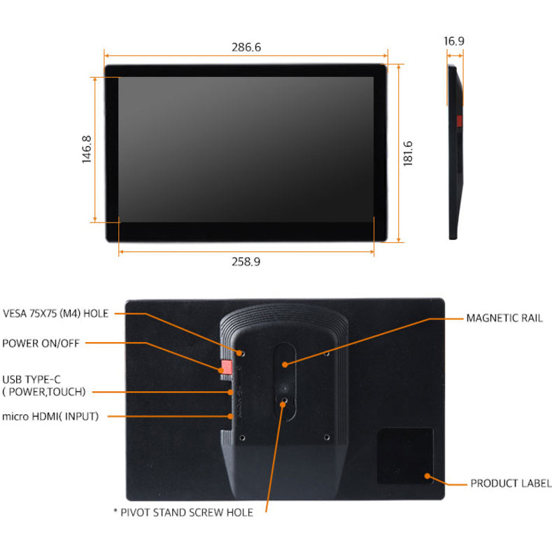 DoubleSight Displays DS-12HT 12.1" LCD Touchscreen Monitor - 16 ms - TAA Compliant