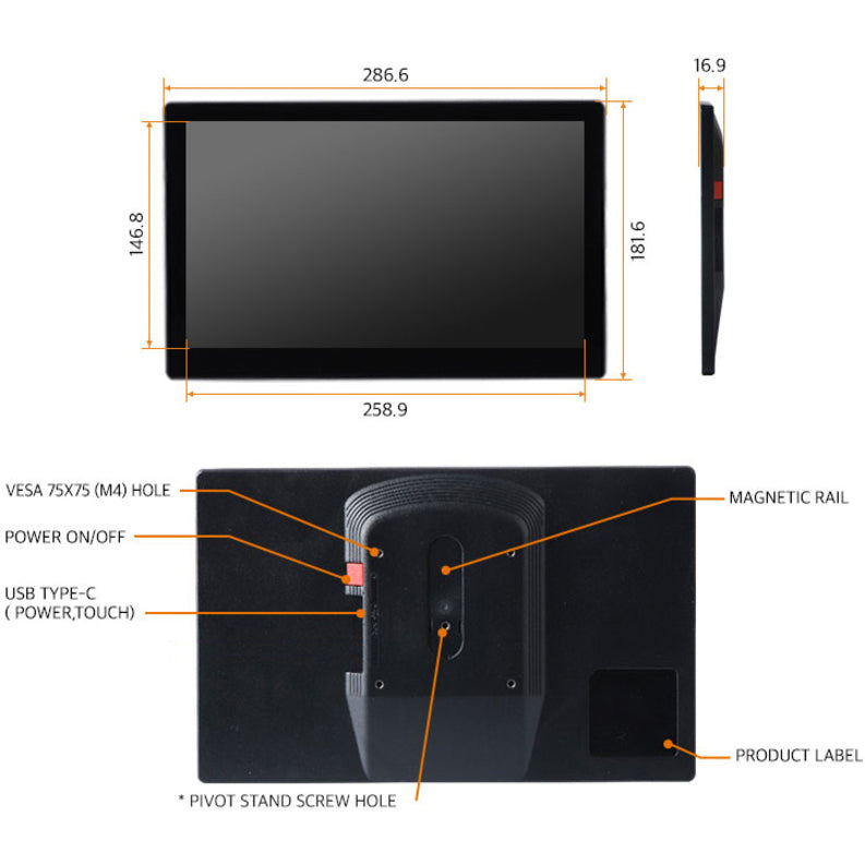 DoubleSight Displays DS-12U 12.1" WXGA LCD Monitor - Black - TAA Compliant