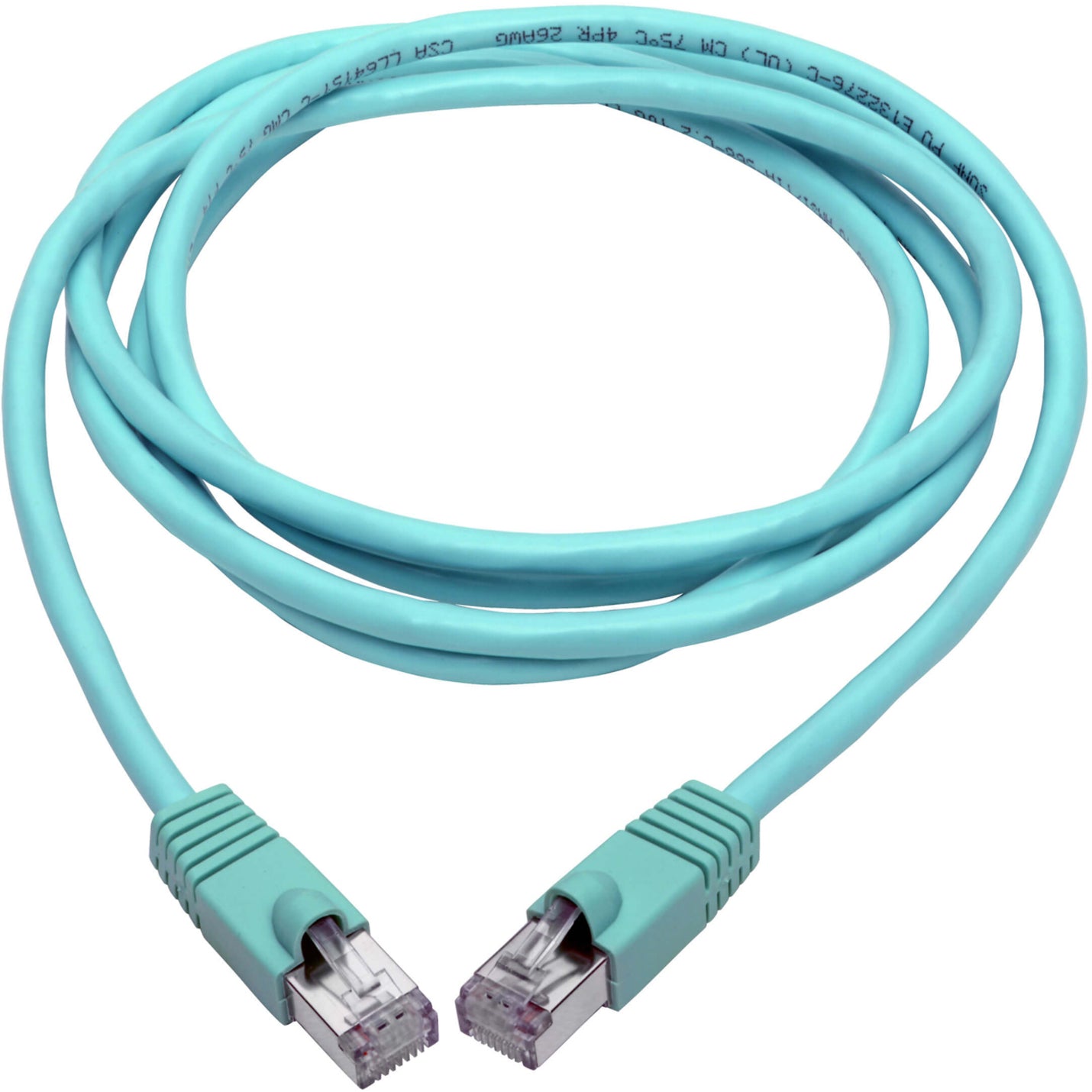 Tripp Lite Cat6a 10G Snagless Shielded STP Ethernet Cable (RJ45 M/M) PoE Aqua 7 ft. (2.13 m)