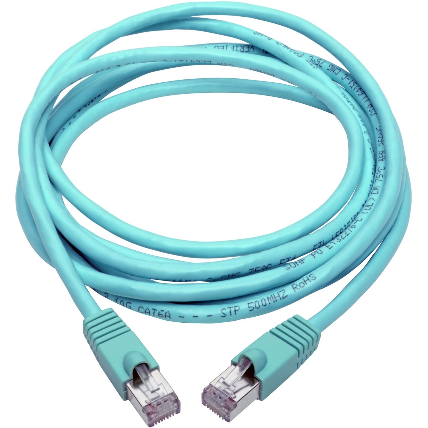 Tripp Lite Cat6a 10G Snagless Shielded STP Ethernet Cable (RJ45 M/M) PoE Aqua 10 ft. (3.05 m)