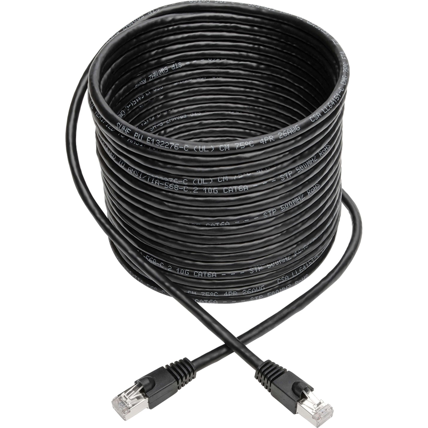 Tripp Lite Cat6a 10G Snagless Shielded STP Ethernet Cable (RJ45 M/M) PoE Black 30 ft. (9.14 m)
