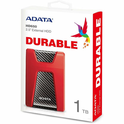 Adata DashDrive Durable HD650 AHD650-1TU31-CRD 1 TB Portable Hard Drive - 2.5" External - Red