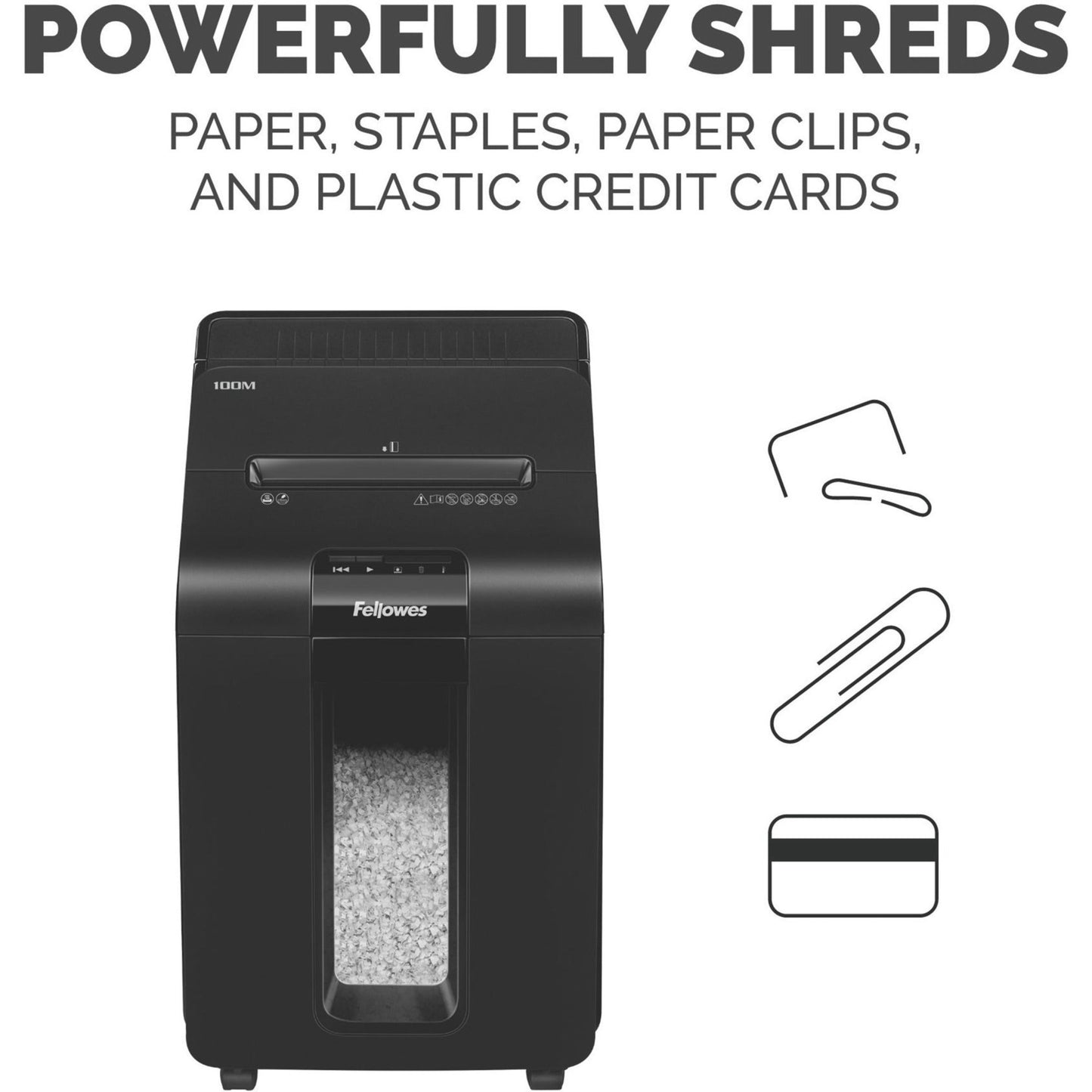 Fellowes&reg; AutoMax&trade; 100M Micro-Cut Commercial Office Auto Feed 2-in-paper shredder with 100-Sheet Capacity