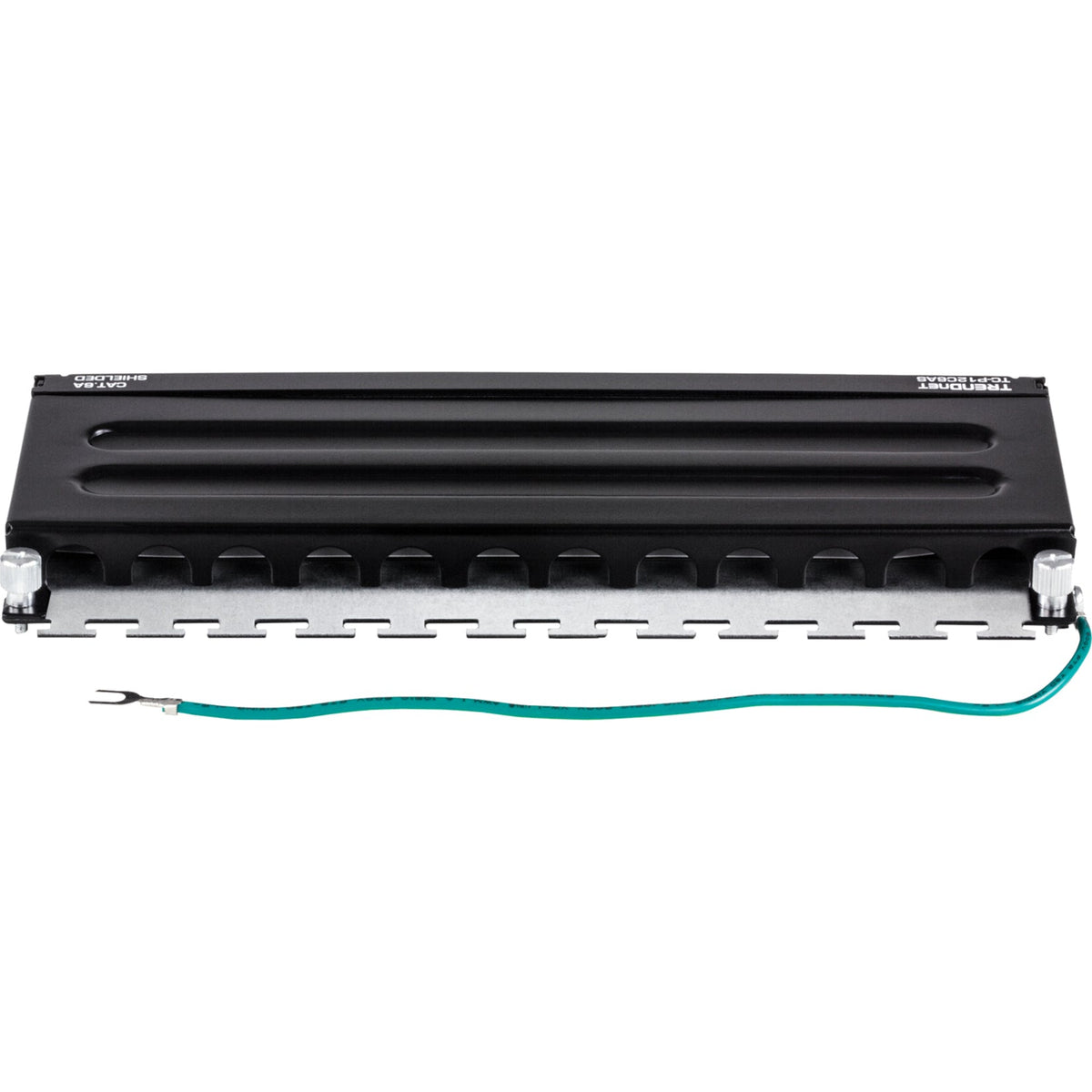 TRENDnet 12-Port Cat6A Shielded Patch Panel 10G Ready Cat5eCat6Cat6A Compatible Metal Housing Color-Coded Labeling For T568A And T568B Wiring Cable Management Wall Mountable Black TC-P12C6AS
