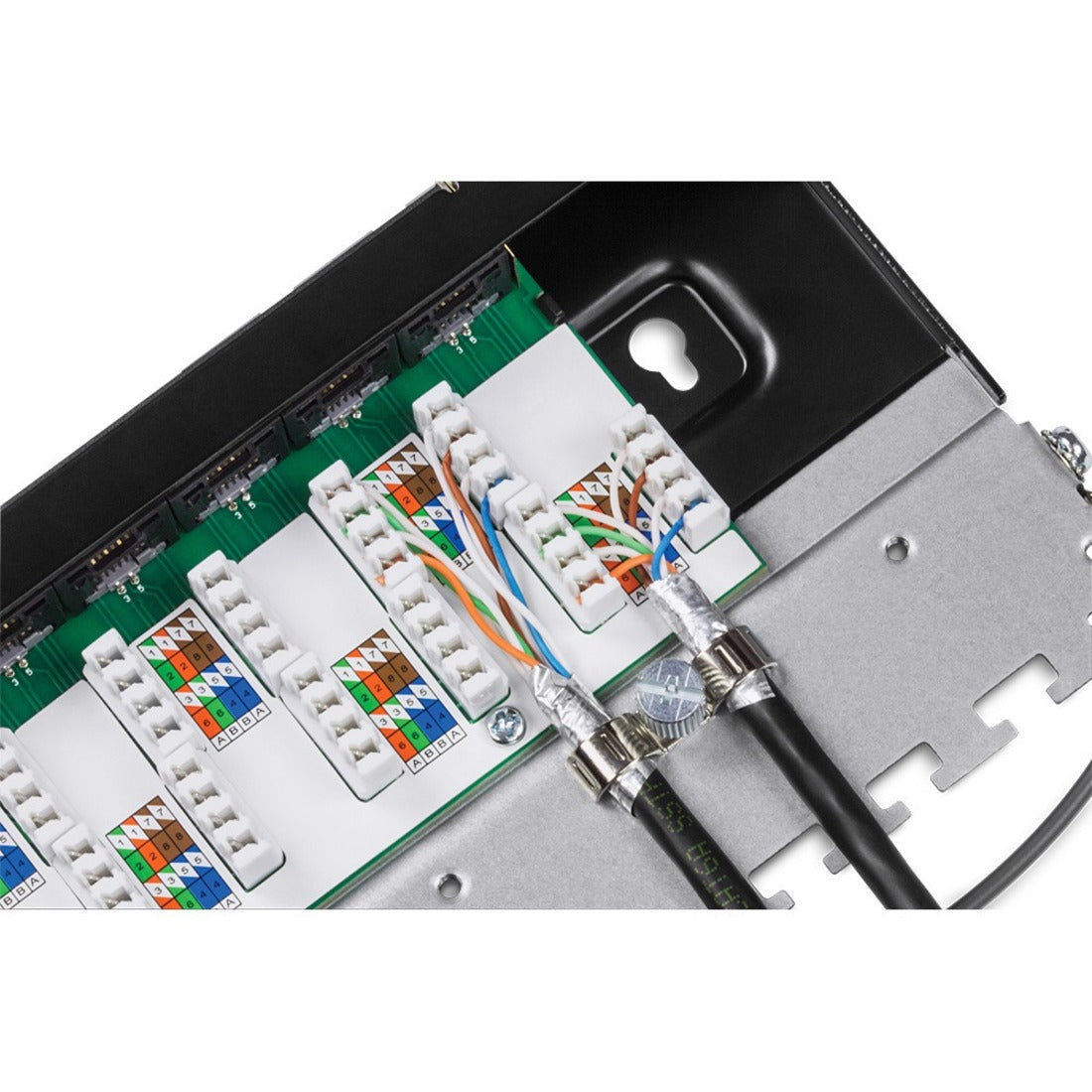 TRENDnet 8-Port Cat6A Shielded Patch Panel Wall Mount Ready 10G Ready Cat5eCat6Cat6A Compatible Metal Housing Color-Coded Labeling for T568A & T568B Wiring Cable Management Black TC-P08C6AS