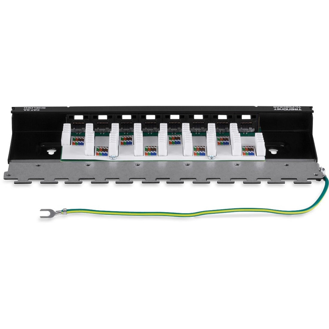 TRENDnet 8-Port Cat6A Shielded Patch Panel Wall Mount Ready 10G Ready Cat5eCat6Cat6A Compatible Metal Housing Color-Coded Labeling for T568A & T568B Wiring Cable Management Black TC-P08C6AS