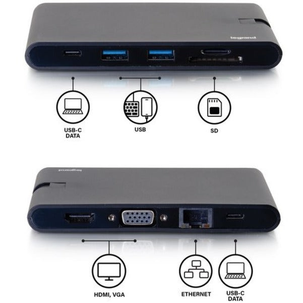 C2G USB C Dock with HDMI VGA Ethernet USB SD & Power Delivery up to 100W