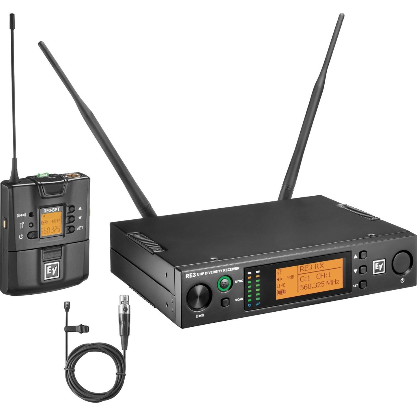 Electro-Voice UHF Wireless Set Featuring OL3 Omnidirectional Lavalier Microphone