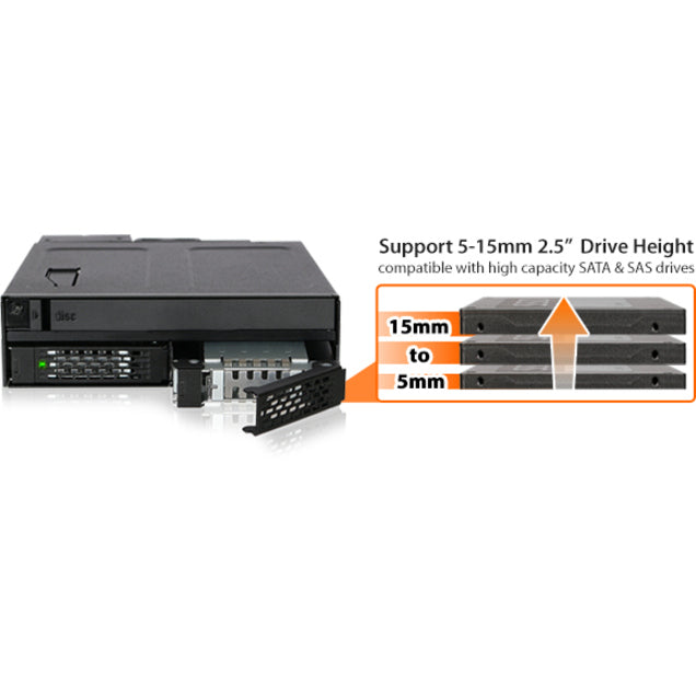 Icy Dock ToughArmor MB602SPO-B Drive Enclosure for 5.25" - Serial ATA/300 Host Interface Internal - Black