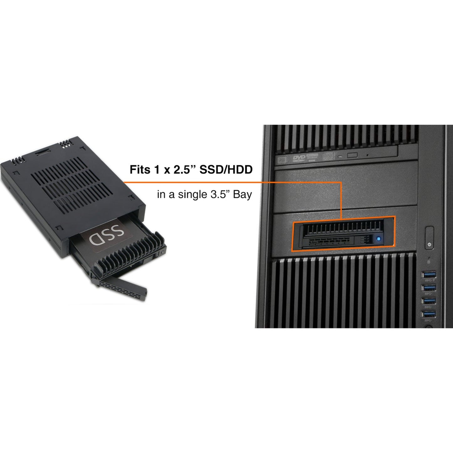 Icy Dock ExpressCage MB741SP-B Drive Bay Adapter for 3.5" - Serial ATA/600 Host Interface Internal - Black