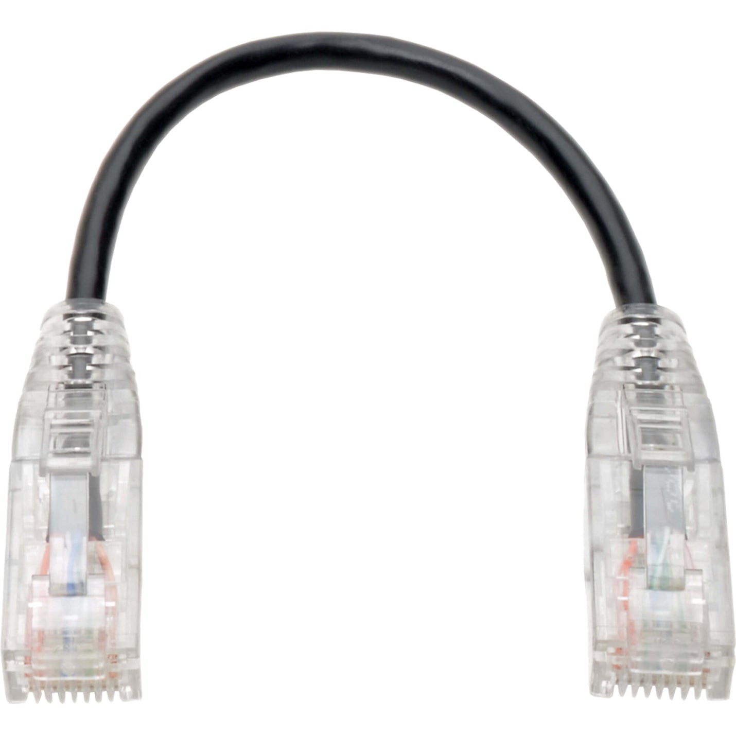Tripp Lite Cat6 Gigabit Snagless Slim UTP Ethernet Cable (RJ45 M/M) PoE Black 8-in. (20.32 cm)
