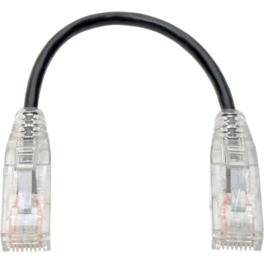 Tripp Lite Cat6 Gigabit Snagless Slim UTP Ethernet Cable (RJ45 M/M) PoE Black 8-in. (20.32 cm)