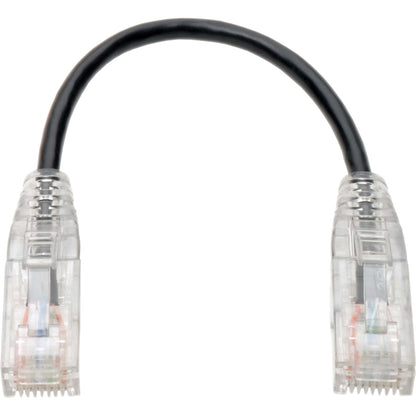 Tripp Lite Cat6 Gigabit Snagless Slim UTP Ethernet Cable (RJ45 M/M) PoE Black 8-in. (20.32 cm)