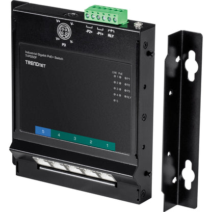 TRENDnet 5-Port Industrial Gigabit Poe+ Wall-Mounted Front Access Switch; 5X Gigabit Poe+ Ports; DIN-Rail Mount; 48 ?57V DC Power Input; IP30; 120W Poe Budget;Lifetime Protection; TI-PG50F