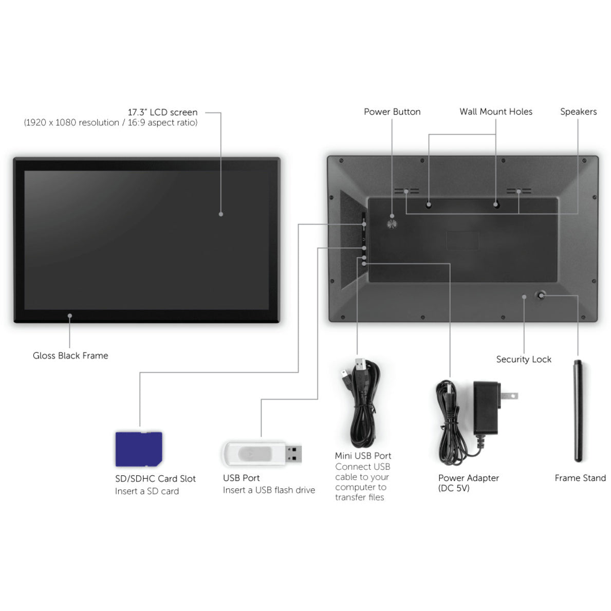 Aluratek AWS17F Digital Frame