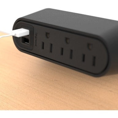 Wiremold Desktop Power Center Slim 3 Outlet 2 USB Black