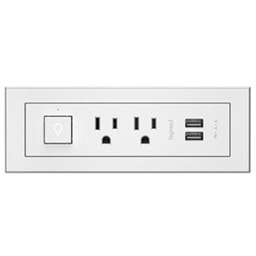 Legrand Furniture Power 2-Outlet with Switching and USB-A Unit- White