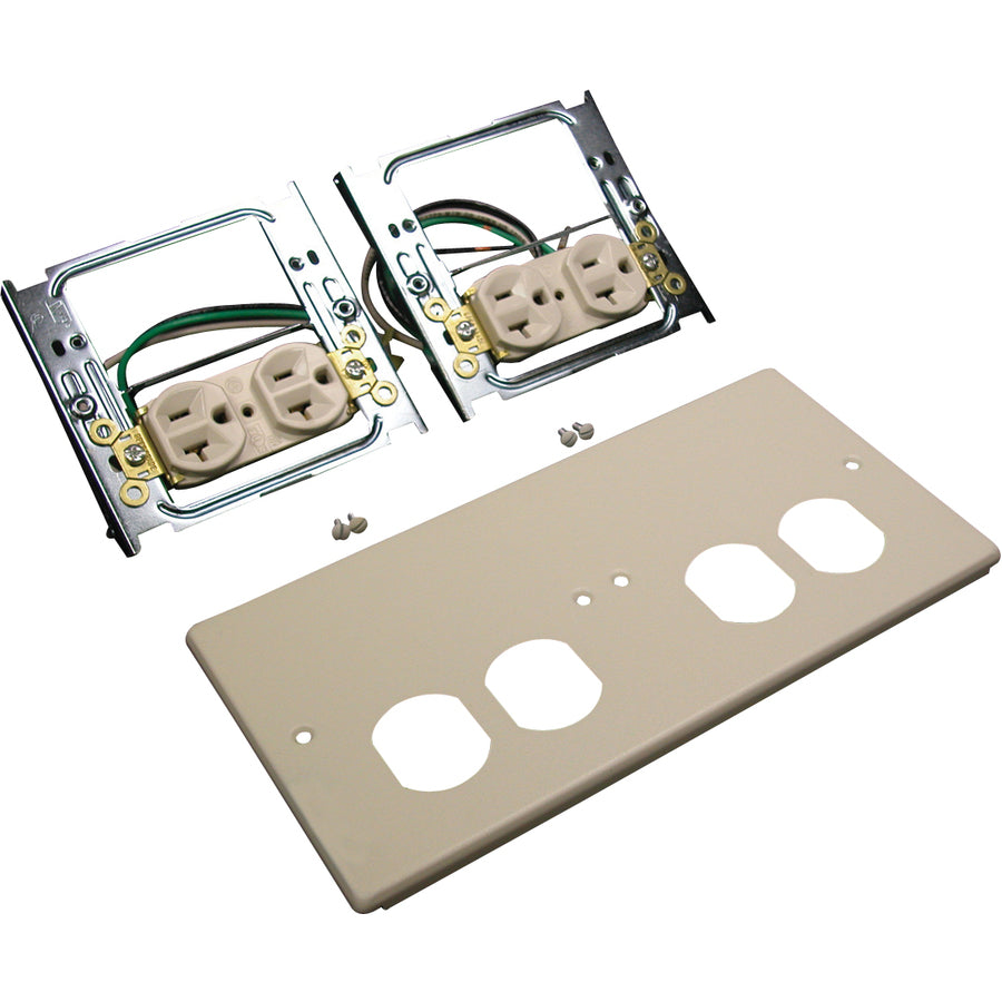 Wiremold 4047 Four-Gang Cover With Two Duplex Receptacles Installed