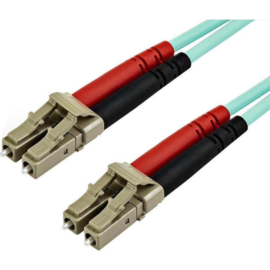 StarTech.com 15m (50ft) LC/UPC to LC/UPC OM3 Multimode Fiber Optic Cable Full Duplex Zipcord Fiber 100Gbps LOMMF LSZH Fiber Patch Cord