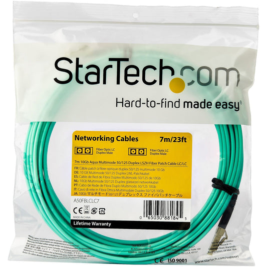 StarTech.com 7m (22ft) LC/UPC to LC/UPC OM3 Multimode Fiber Optic Cable Full Duplex Zipcord Fiber 100Gbps LOMMF LSZH Fiber Patch Cord