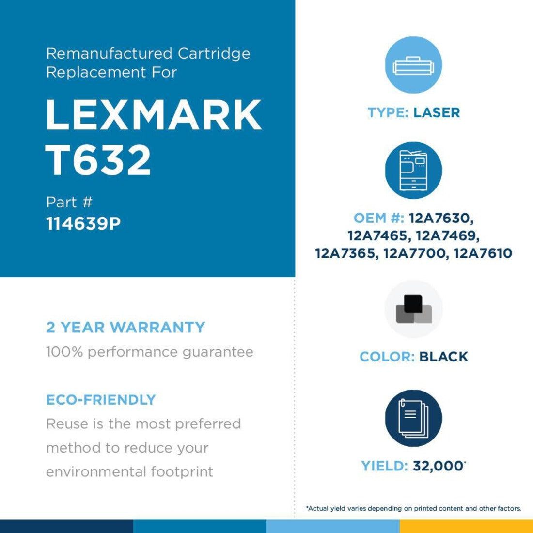Clover Technologies Remanufactured Extra High Yield Laser Toner Cartridge - Alternative for Lexmark (T632 T634 X632 X634 0012A7360 0012A7362 0012A7365 0012A7460 0012A7462 0012A7465 0012A7468 ...) - Black Pack