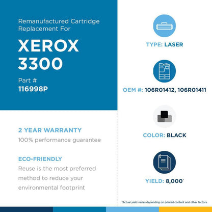 Clover Technologies Remanufactured High Yield Laser Toner Cartridge - Alternative for Xerox 106R01412 106R01411 - Black - 1 Pack