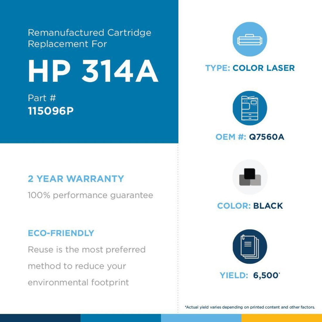 Clover Technologies Remanufactured Laser Toner Cartridge - Alternative for HP 314A (Q7560A) - Black Pack