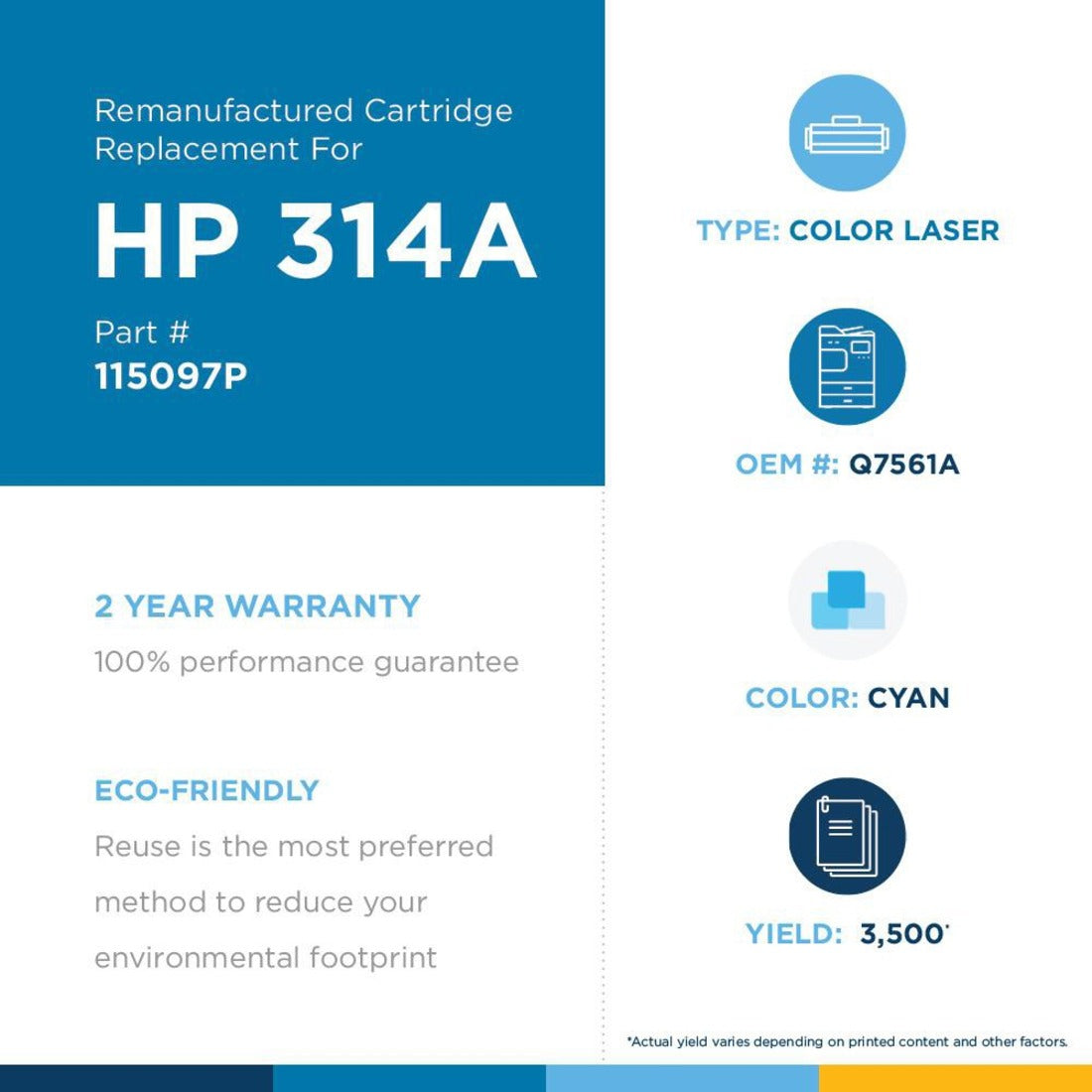 Clover Technologies Remanufactured Laser Toner Cartridge - Alternative for HP 314A (Q7561A) - Cyan Pack