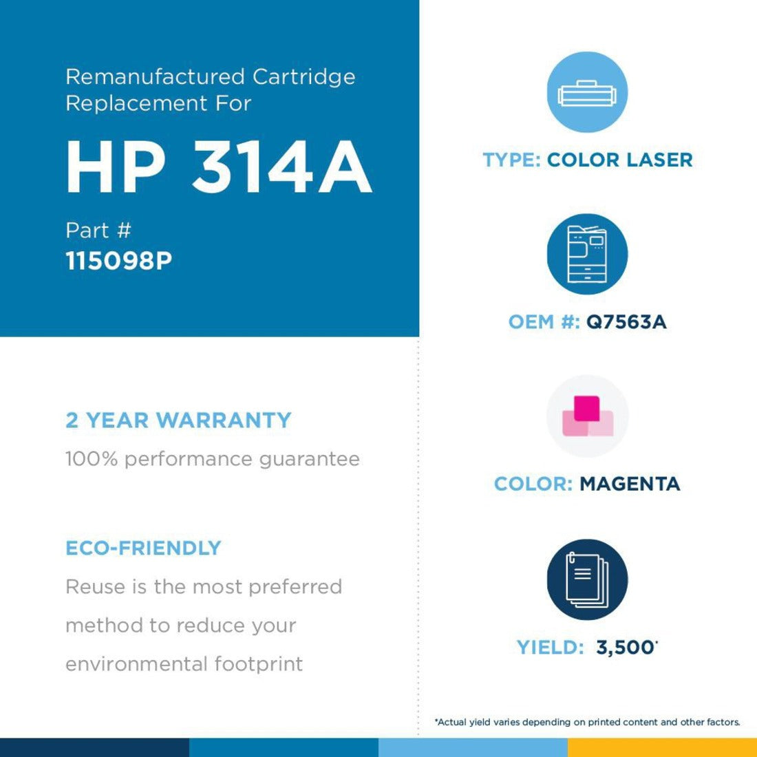 Clover Technologies Remanufactured Laser Toner Cartridge - Alternative for HP 314A (Q7563A) - Magenta Pack