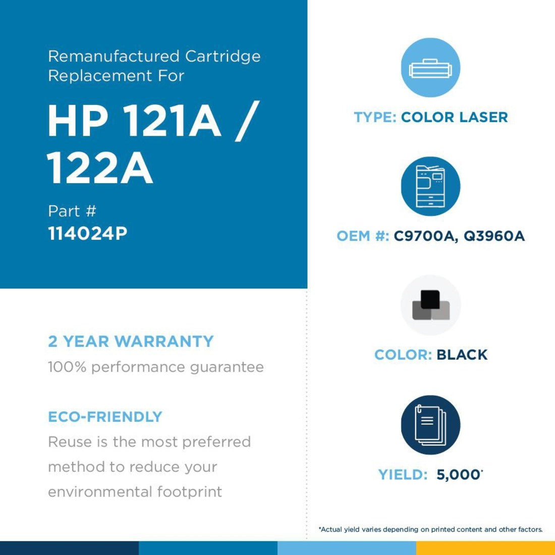 Clover Technologies Remanufactured Laser Toner Cartridge - Alternative for HP 121A 122A (C9700A Q3960A) - Black Pack