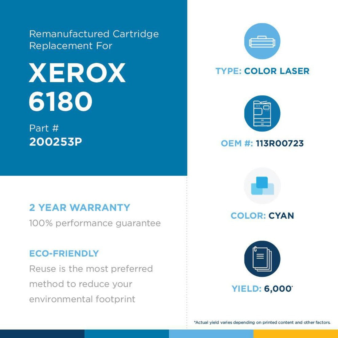 Clover Technologies Remanufactured High Yield Laser Toner Cartridge - Alternative for Xerox 113R00723 113R00719 113R723 113R719 - Cyan - 1 Pack