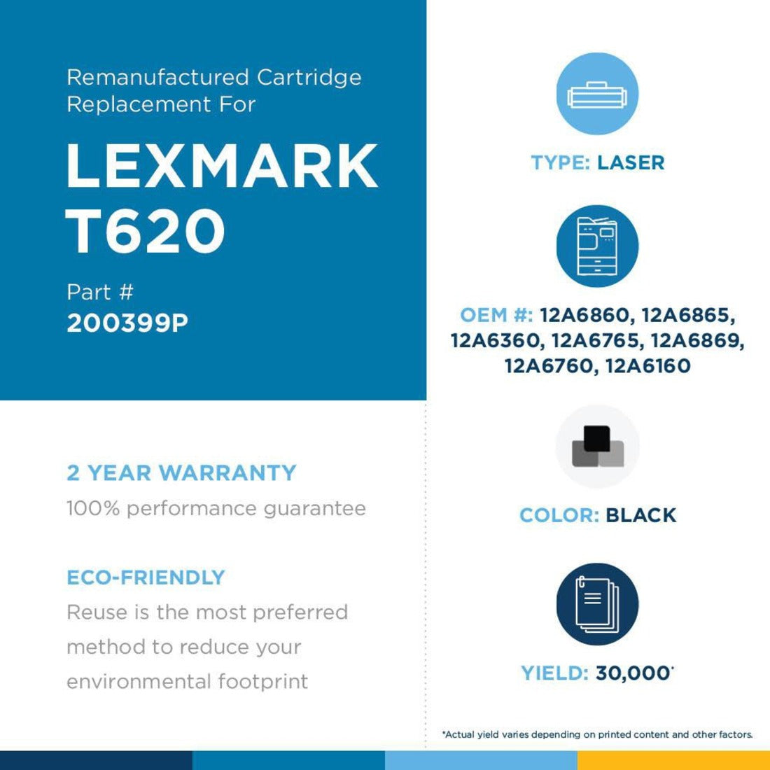 Clover Technologies Remanufactured High Yield Laser Toner Cartridge - Alternative for Lexmark T620 - Black - 1 Pack