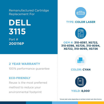 Clover Technologies Remanufactured Laser Toner Cartridge - Alternative for Dell 310-8094 - Cyan - 1 Pack