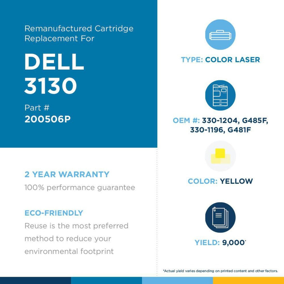 Clover Technologies Remanufactured Laser Toner Cartridge - Alternative for Dell 330-1204 - Yellow - 1 Pack