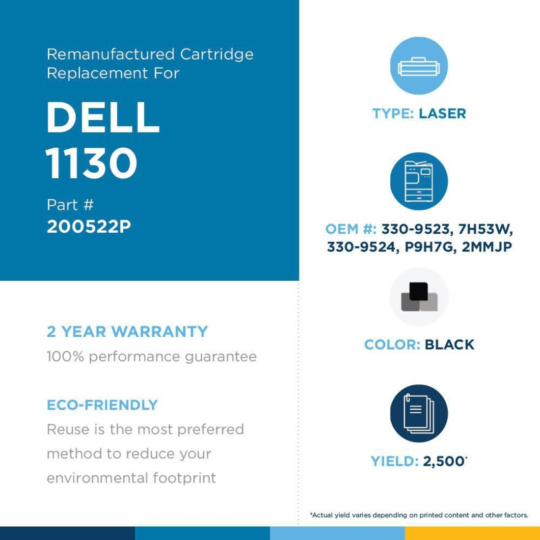 Clover Technologies Remanufactured High Yield Laser Toner Cartridge - Alternative for Dell 330-9523 7H53W 330-9524 P9H7G - Black - 1 Pack