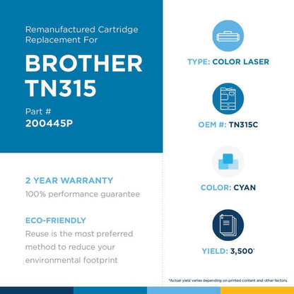 Clover Technologies Remanufactured High Yield Laser Toner Cartridge - Alternative for Brother TN315 TN315C - Cyan Pack