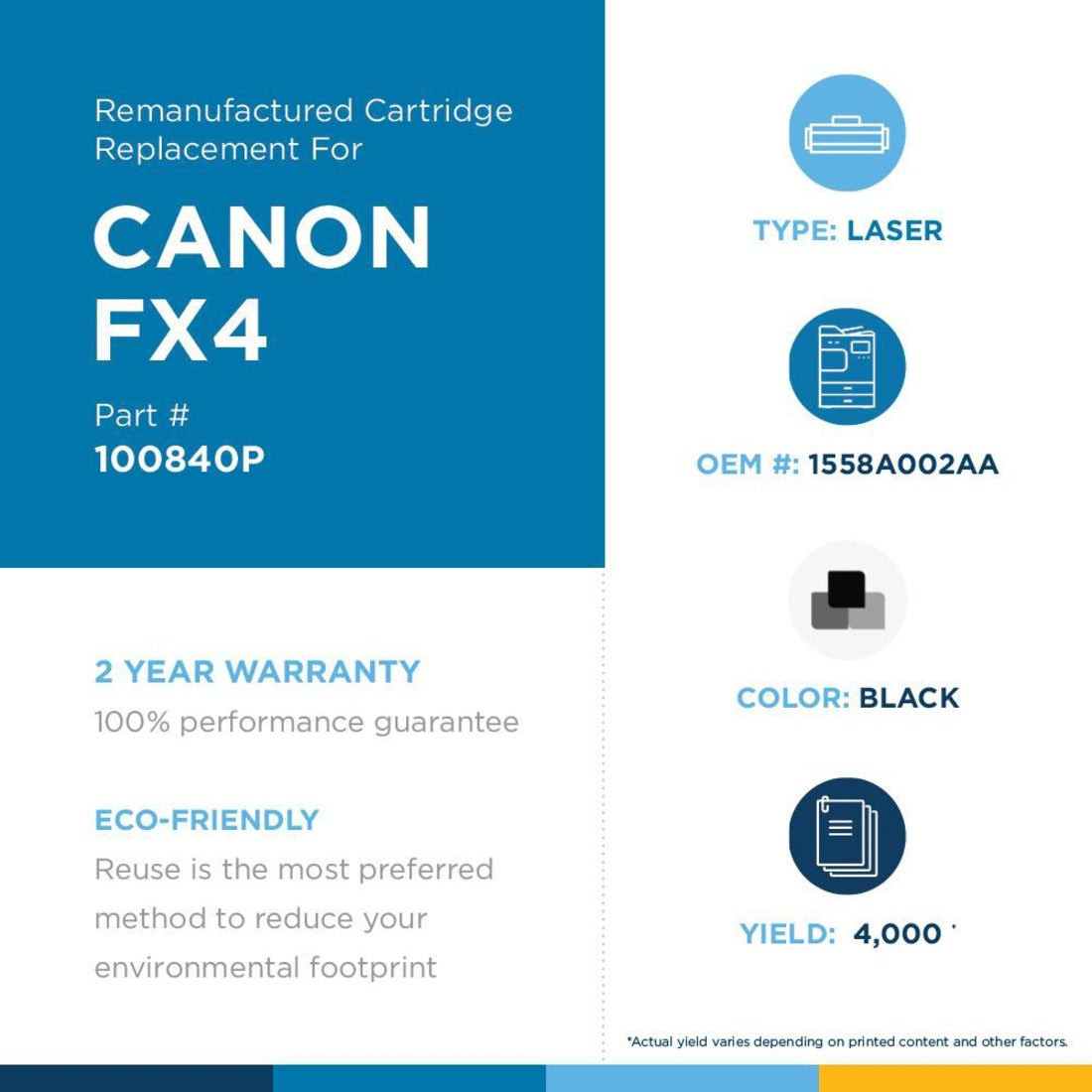 Clover Technologies Remanufactured Laser Toner Cartridge - Alternative for Canon TallyGenicom FX4 (1558A002AA 1558A002 1558A003 CRGFX4 EPFX4 FX4 GEN-FX4) - Black Pack