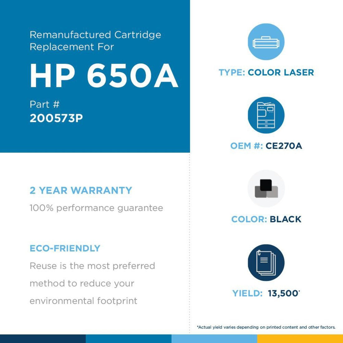 Clover Technologies Remanufactured Laser Toner Cartridge - Alternative for HP 650A (CE270A CE270-67901) - Black Pack