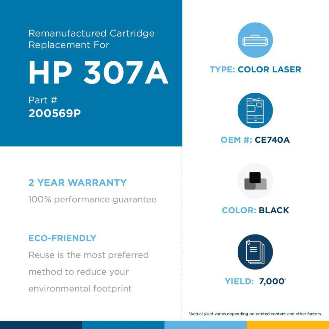Clover Technologies Remanufactured Laser Toner Cartridge - Alternative for HP 307A (CE740A CE740-67901) - Black Pack