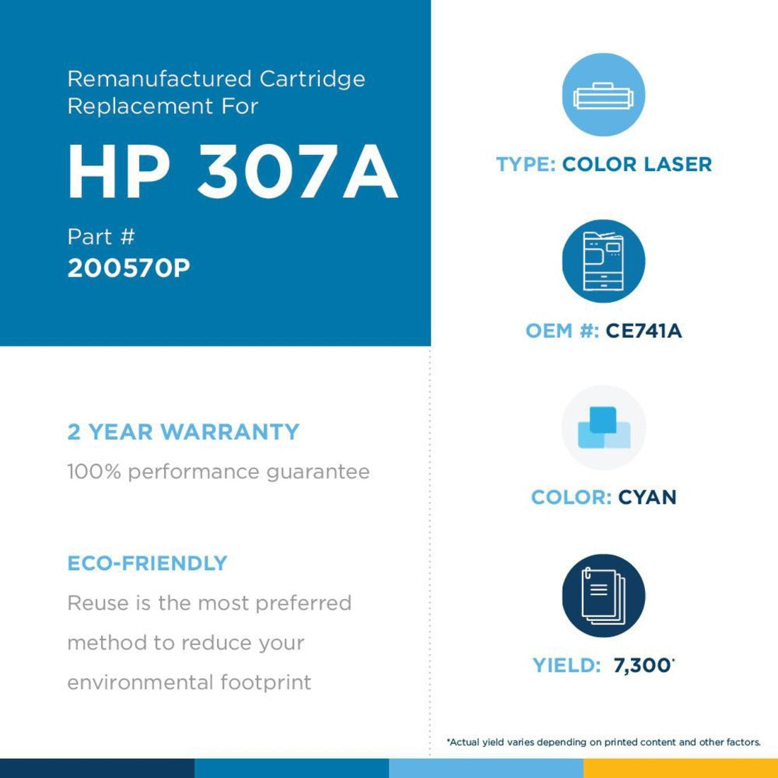 Clover Technologies Remanufactured Laser Toner Cartridge - Alternative for HP 307A (CE741A CE741-67901) - Cyan Pack