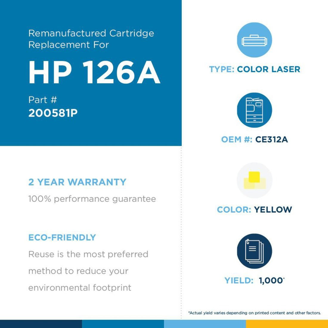 Clover Technologies Remanufactured Laser Toner Cartridge - Alternative for HP 126A - Yellow - 1 Pack