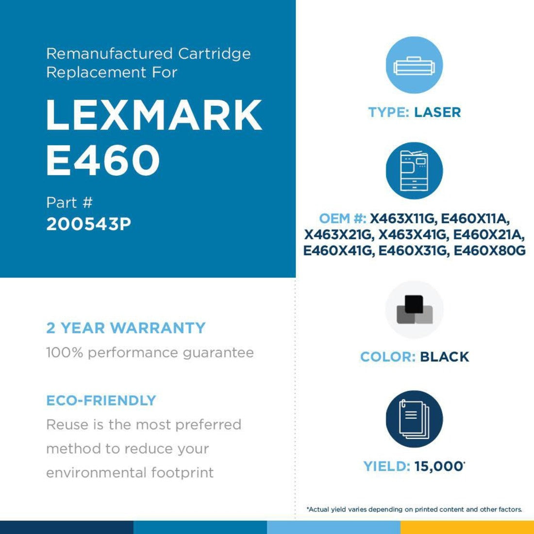 Clover Technologies Remanufactured Extra High Yield Laser Toner Cartridge - Alternative for Lexmark (E460 E462 X463 X464 X466 X463X11G E460X11A X463X21G X463X41G E460X21A E460X41G ...) - Black Pack